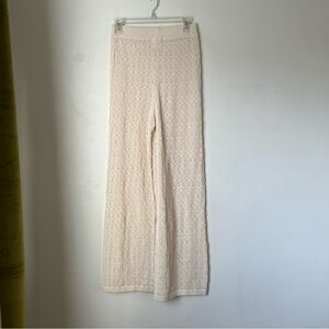 Princess Polly Elizondo Cream Sheer Knit Wide Leg Pants L/XL
